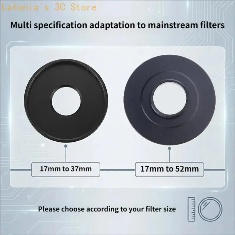 Präzise gefertigter 17-mm-Objektivadapter aus massivem Aluminium, der Objektiv in ein Standardfiltergewinde umwandelt – Detail 9