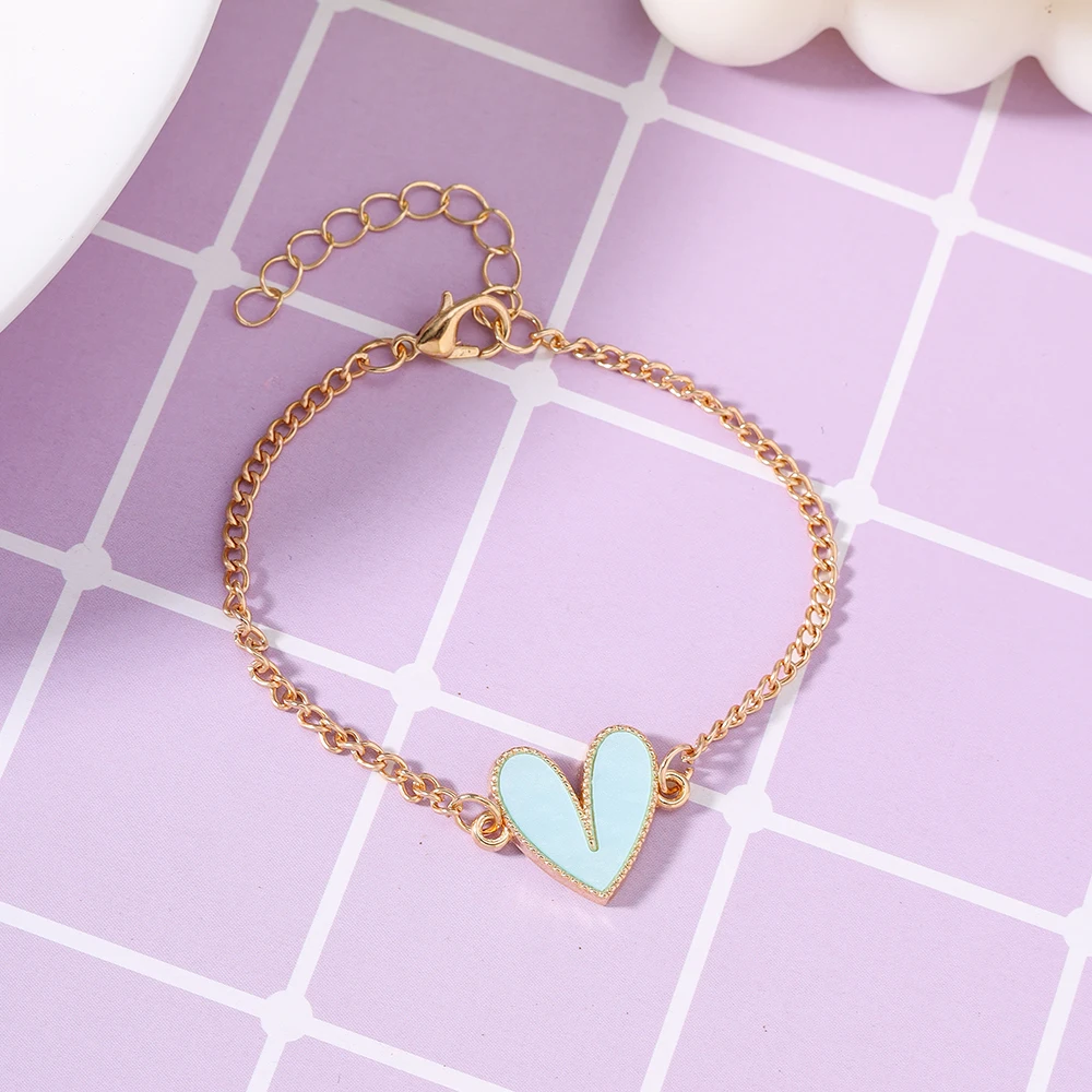 Aihua 10 Farben Modisches Neues Design Vergoldetes Herz-Armband für Frauen und Mädchen Süße Herz-Schmuckgeschenke – Detail 9