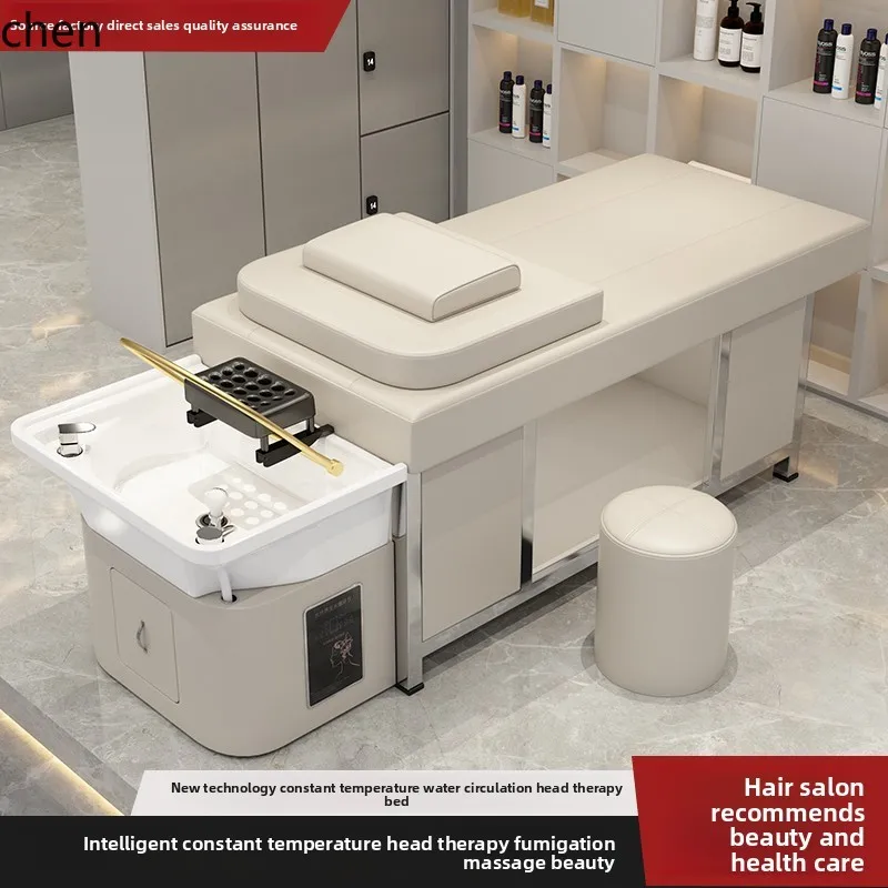 

HTT high-end shampoo bed barber shop beauty salon special ceramic basin water circulation fumigation