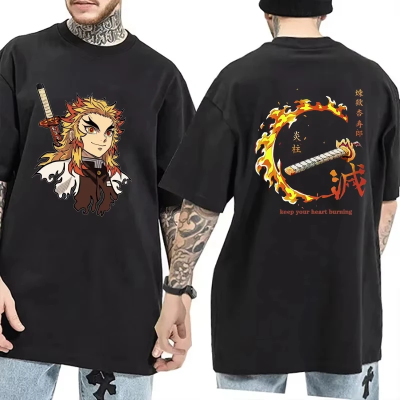

Новая мужская крутая футболка с принтом Rengoku Kyoujurou Y2K Harajuku, топ высокого качества, летний хлопковый топ с круглым вырезом в стиле хип-хоп, уличная одежда, повседневная модная