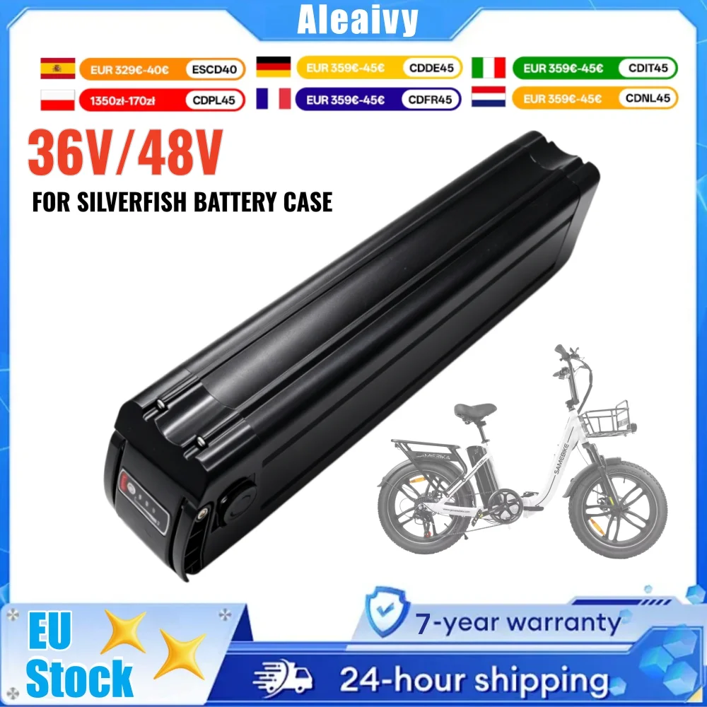 36V 48V Silver Fish E-Bike Akku 15Ah 20Ah 25Ah Lithium-Batterie für 250W 350W 500W 750W 800W 1000W Elektromotorräder mit BMS + Ladegerät