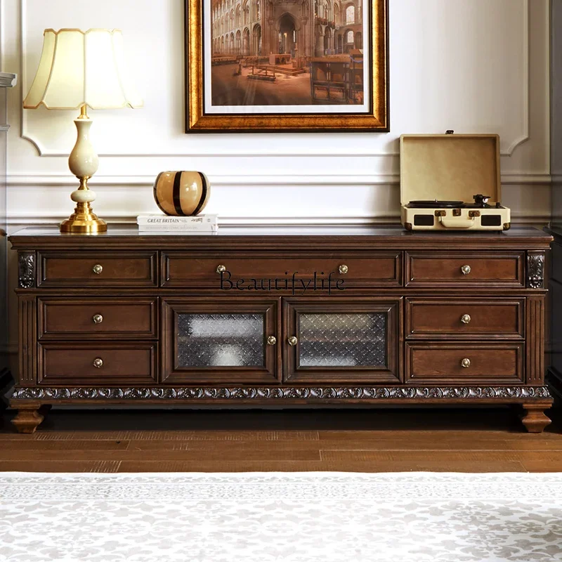 

LPure solid wood American TV cabinet combination villa living room high-end French style