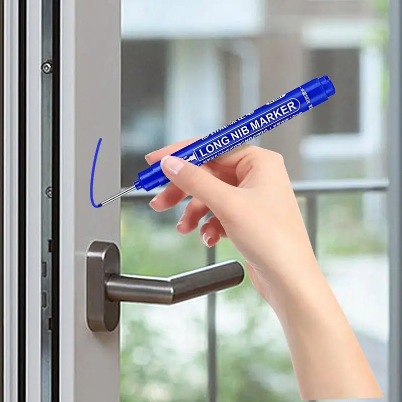 Carpenter Pen Long Deep Nib Marking Pen Carpenter Ink Marker Quick Drying Long Head Drill Markers For Carpenters And Builders