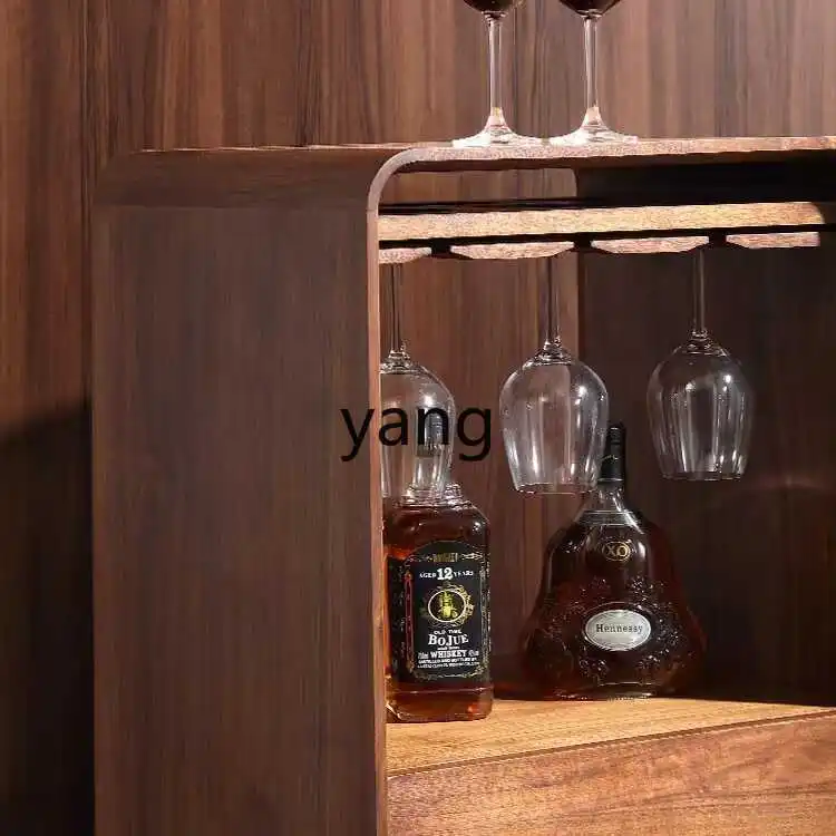 LT Gabon Wine Cabinet Black Walnut Rotating Corner Cabinet TV Side Cabinet Glass Wine Rack