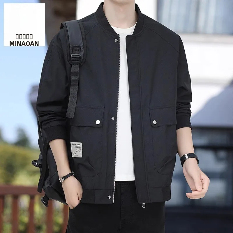 

Мужская бейсбольная куртка свободного покроя, повседневная ветрозащитная куртка с воротником-стойкой, весна-осень, Новое поступление, украшение на молнии из полиэфирного волокна