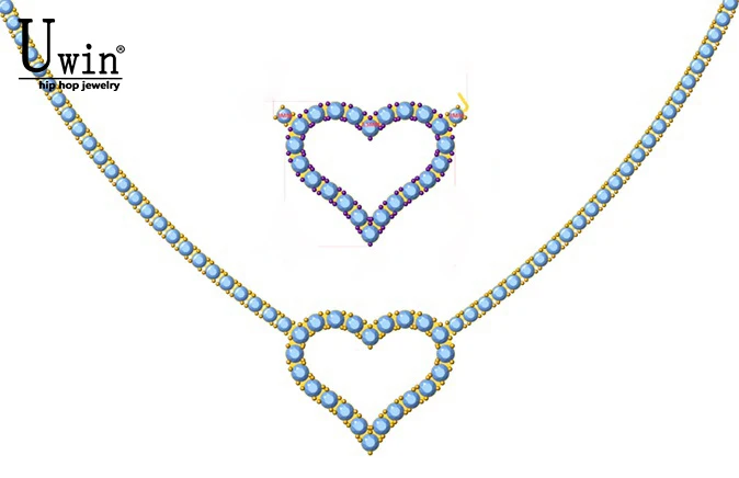 여성용 Uwin 3mm 테니스 체인, 사랑스러운 속이 빈 하트 목걸이, 큐빅 지르코니아 힙합 주얼리 선물