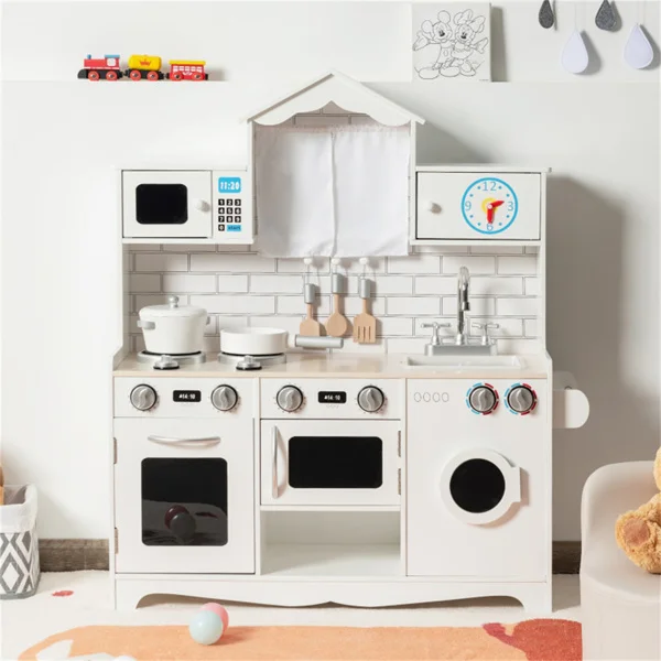 Kitchen Toy Wooden Kids Kitchen with Washing Machine