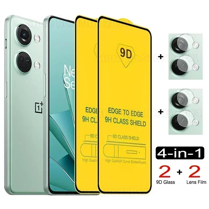 4 in 1 9D Front Glass For OnePlus Nord CE 3 2 4 Lite 2T N10 N20 N30 ACE Pro 3V 9 8T 9RT 10R 10T 5G Lens Screen Protectors Film