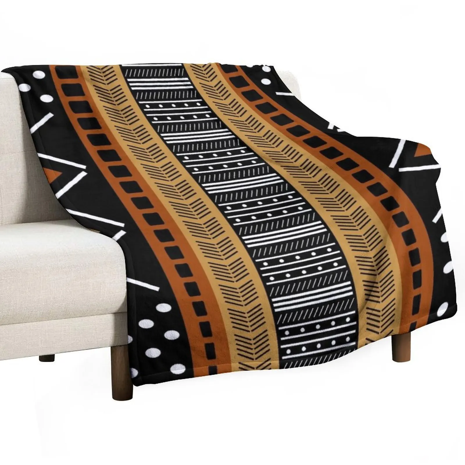 

Black African Mud Cloth Throw Blanket Bed Fashionable Hair Heavy Blankets