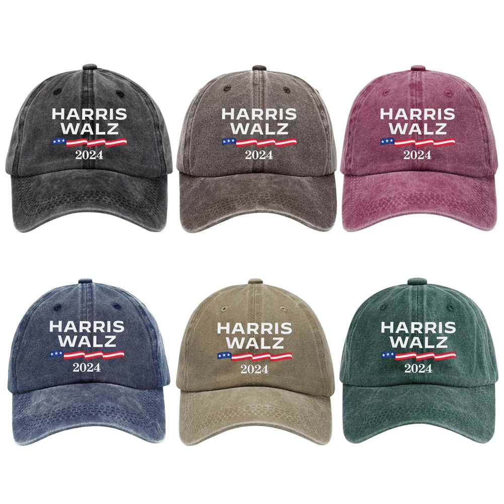 هاريس والز قبعة بيسبول غسلها القطن المتعثرة قبعة تنفس هاريس 2024 قبعة بيسبول موضة قبعة سائق الشاحنة للرياضة في الهواء الطلق #6