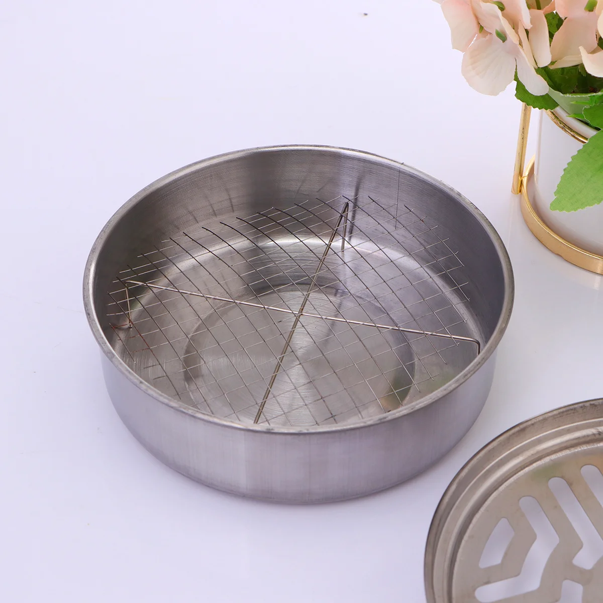

2Pcs Tray Stainless Steel Double Layer Durability Dust Collector Coil Incense Holder Stand Home Use