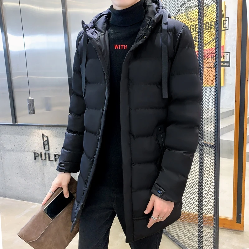 

Зимняя новая высококачественная мужская хлопковая куртка среднего и длинного размера 2025 года, хлопковая куртка большого размера с капюшоном, корейская версия, свободная и плотная
