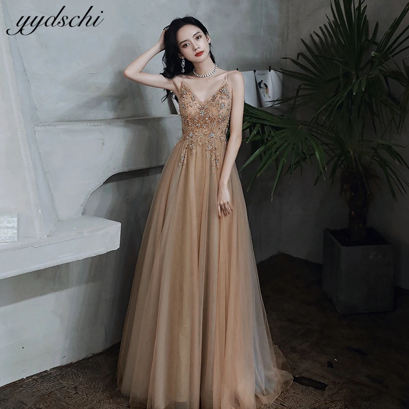 Customized Elegant Spaghetti Strap Appliques Backless VNeck 2024 Cocktail&Homecoming Dresses formal occasion dresses Sweep Train