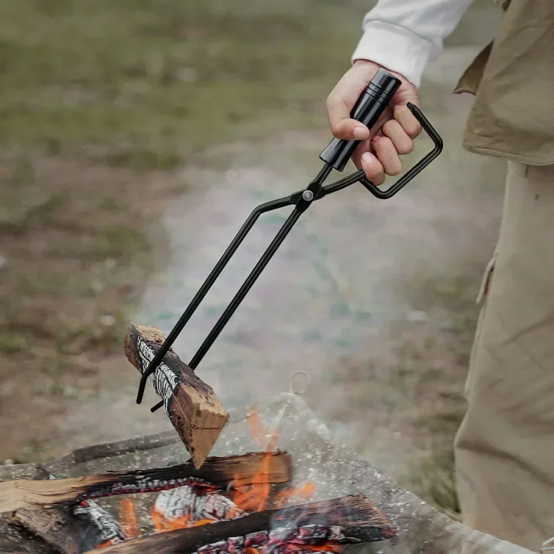 Outdoor Camping Stainless Steel Charcoal Fire Tongs Shears  Bonfire BBQ Firewood Clip Tool Stove Fire Charcoal Tongs Clamp