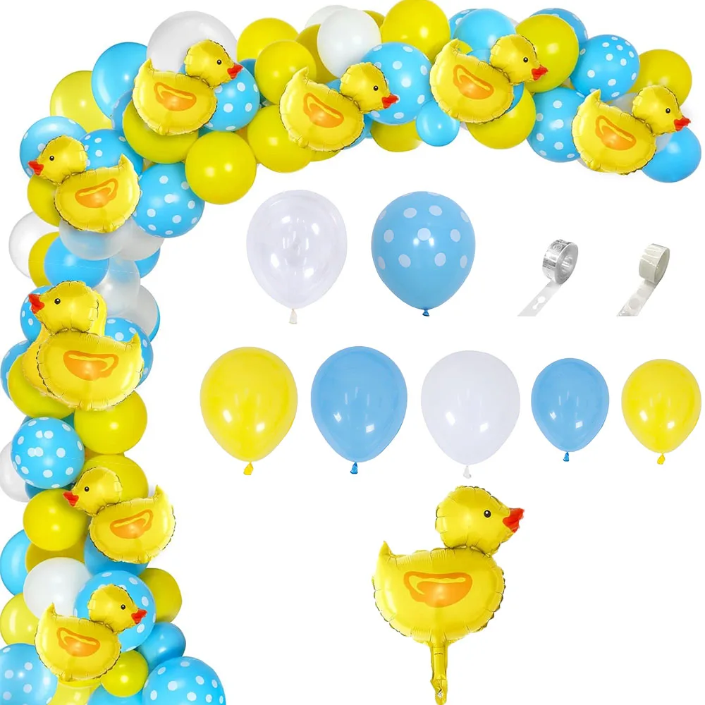 

110Pcs Yellow Duck Balloon Arch Garland Kit Blue Yellow White Latex Balloons for Baby Shower Decor Birthday Party Supplies