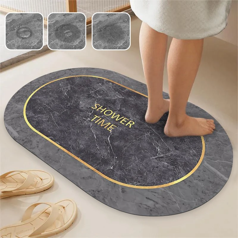 Diatomit-Matte Superabsorbierende Badezimmermatte Rutschfester Badteppich Duschraum-Eingangsmatte Toiletten-Fußmatte Badezimmerteppich – Detail 2