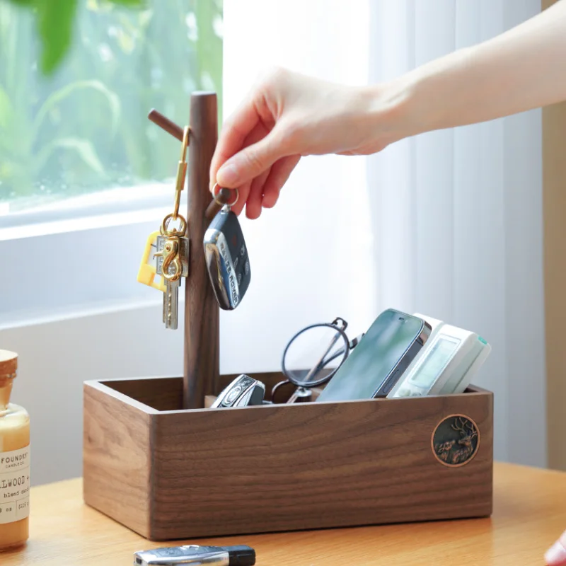 

Black walnut hanging key storage rack enters the entrance entrance, living room household tray desktop rack, wedding gift
