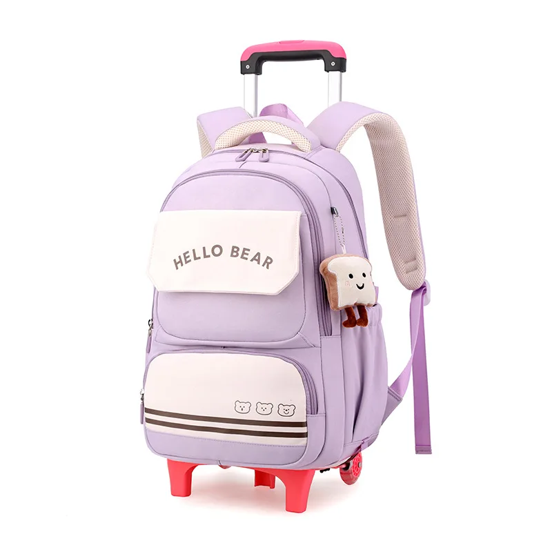 Rolling School Bags for Girls Backpack Children Waterproof School Backpacks with Wheels Middle School Trolley Luggage Back Pack