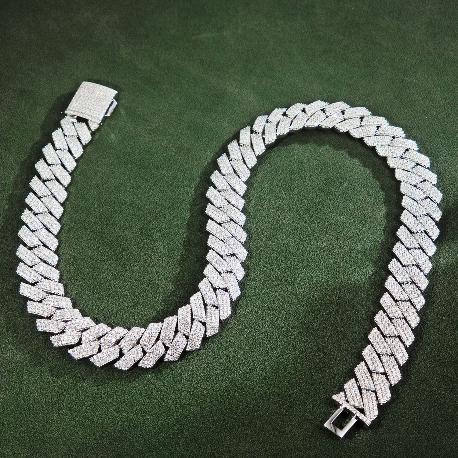 

Ожерелье в стиле Прованс Майами, кубинская цепочка для мужчин, серебряная широкая цепочка в стиле хип-хоп, ювелирные изделия на каждый день, форма лодки, три ряда муассанита, подарки