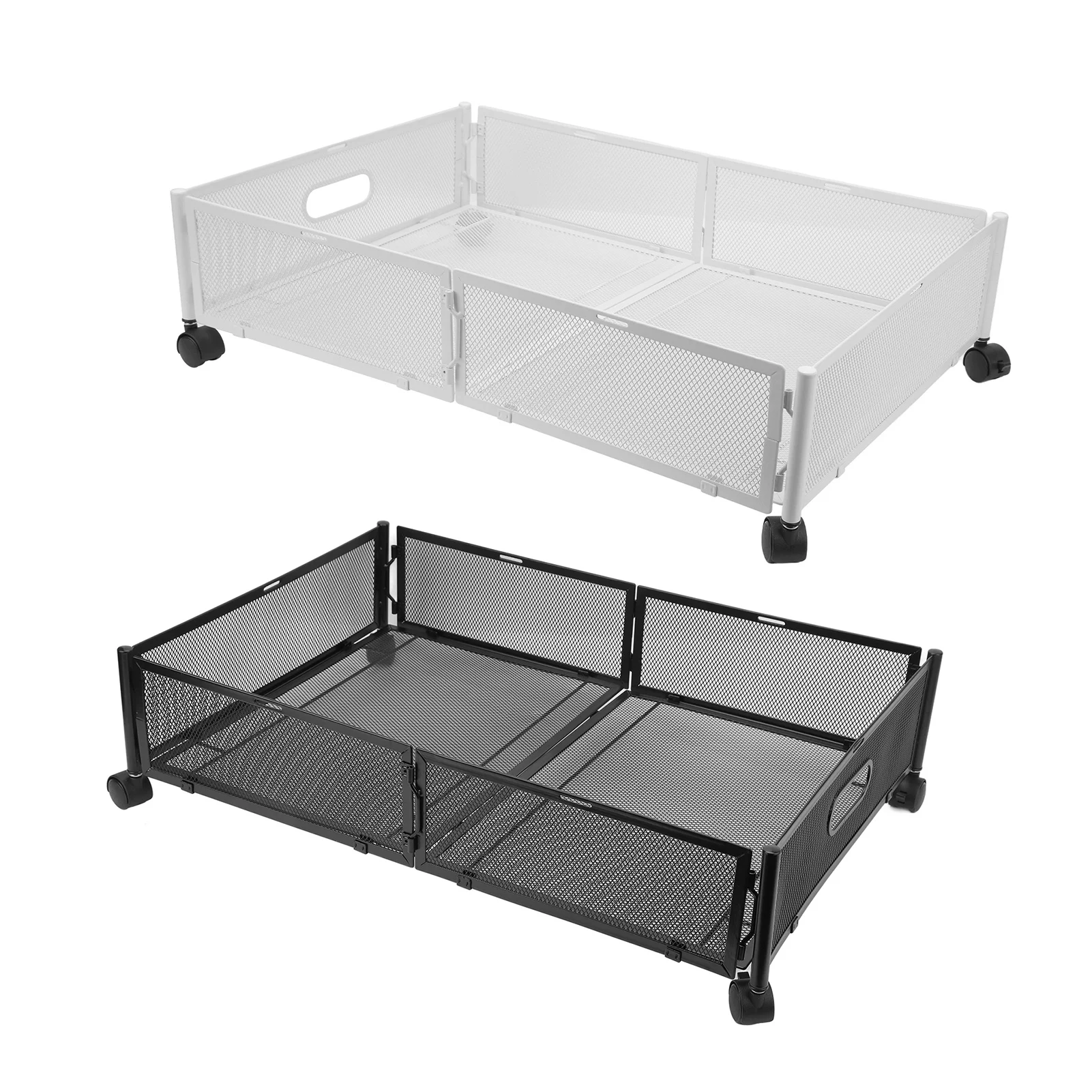 Under Bed Storage Containers with Wheels Grid Pattern Pull Out Type Detachable Large Capacity Storage Drawer For Clothes Toy