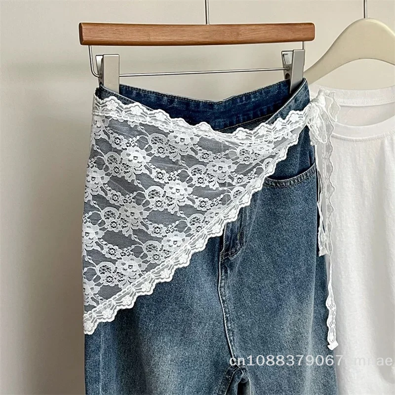 [ZY]Triangle Short Skirt Half Skirt Butt Curtain Skirt Lace Trim Small Apron Soft Lace Stacked Ins Style Korean Spring Headscarf