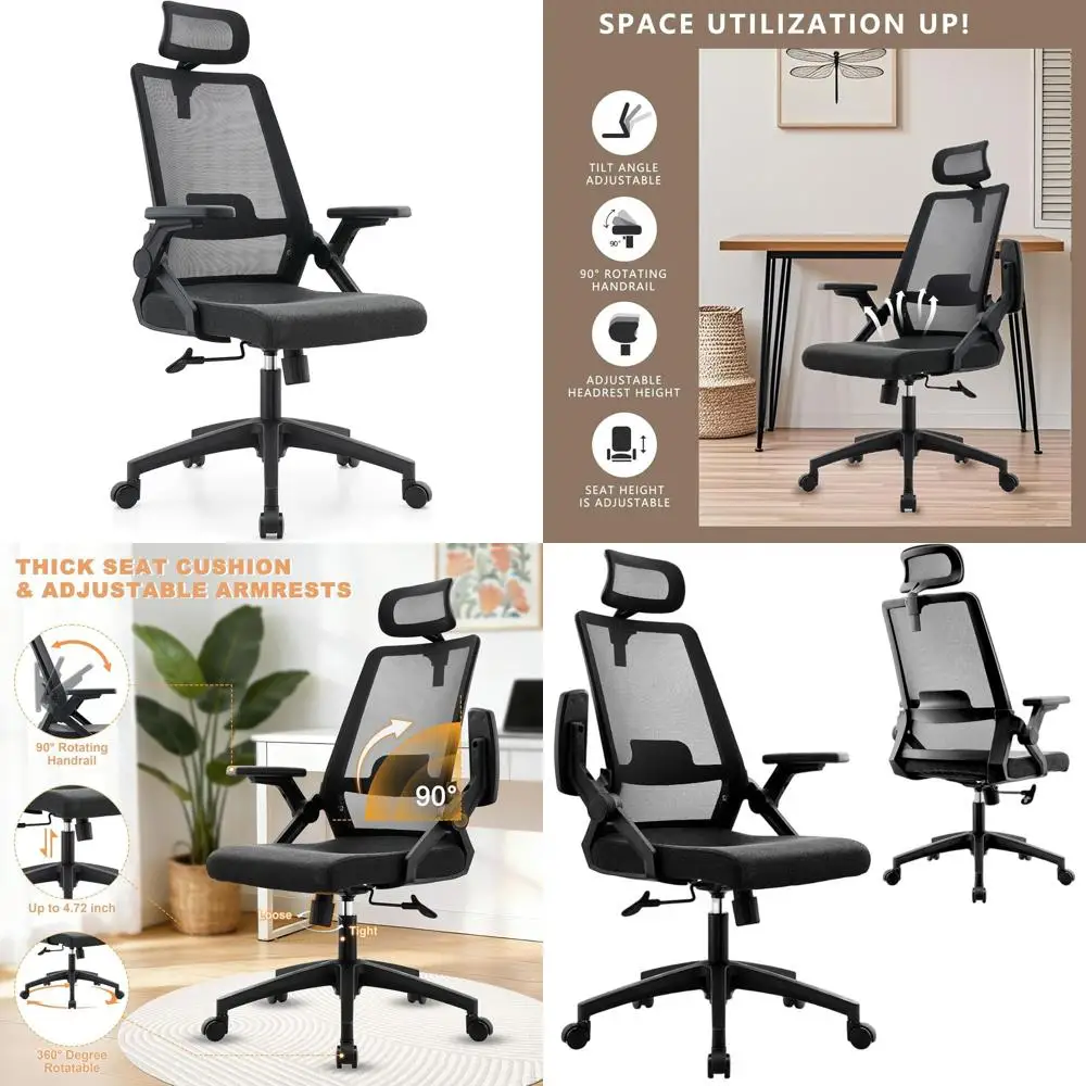 

Ergonomic High-Back Swivel Chair for Comfortable Long-Hour Use, 350 lbs Capacity, Mesh Black