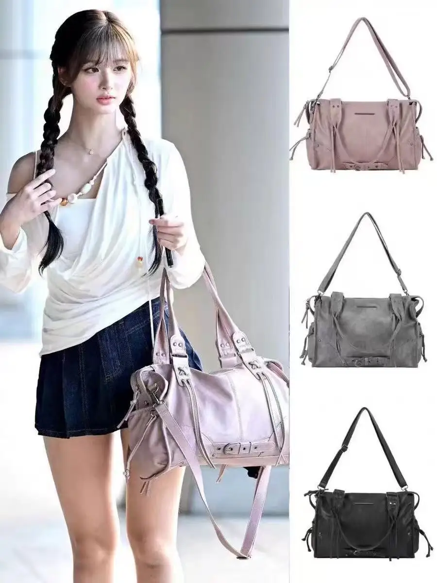 Fancy Club  Large Capacity Shoulder Bag Women's Crossbody Bag with Buckle New Color 2025 Summer Handbag Pure Color