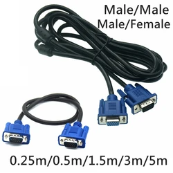 HD15Pin VGA D-Sub Krótki kabel wideo męski na męski M/M męski na żeński i żeński na żeński kabel RGB 0,25 m do monitora TV PC