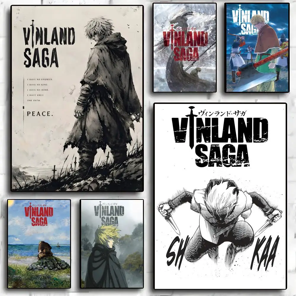 Vinland Saga anime wall art Poster Advanced Aesthetic Self-adhesive Printing Paper Wall Art for Living Room Home Decor