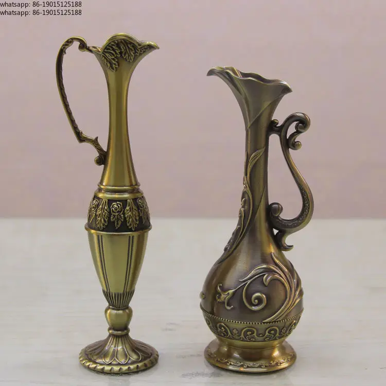 Bronze vase creative alloy decorative craft ornaments European style Chinese style retro creative vase flower insert ornaments