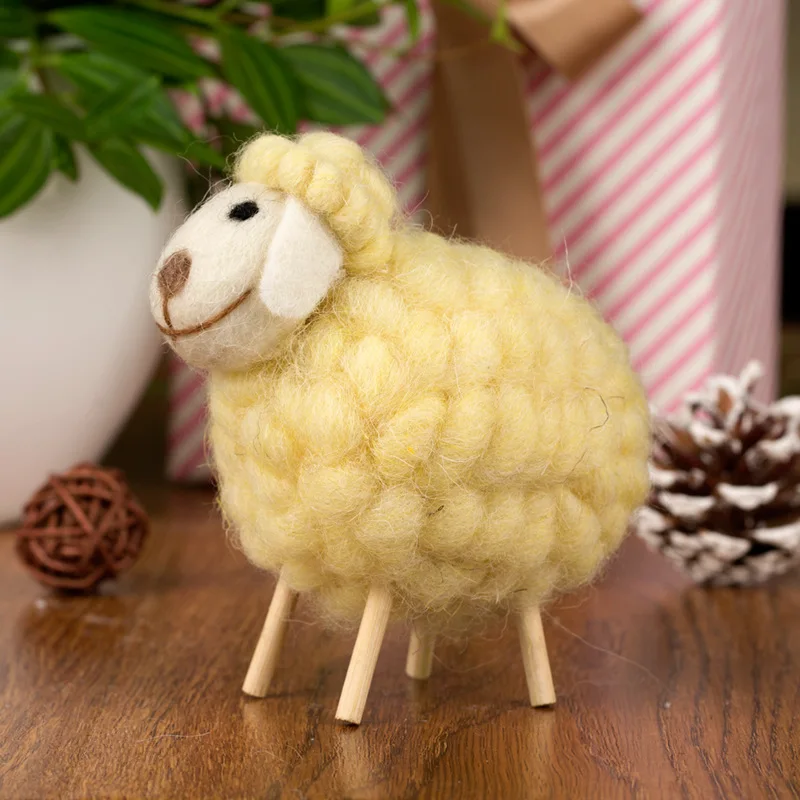 Wool Felt Small Sheep Decorations Christmas Tree Decorations Creative Bedroom Desktop Decorations Christmas New Year Gifts