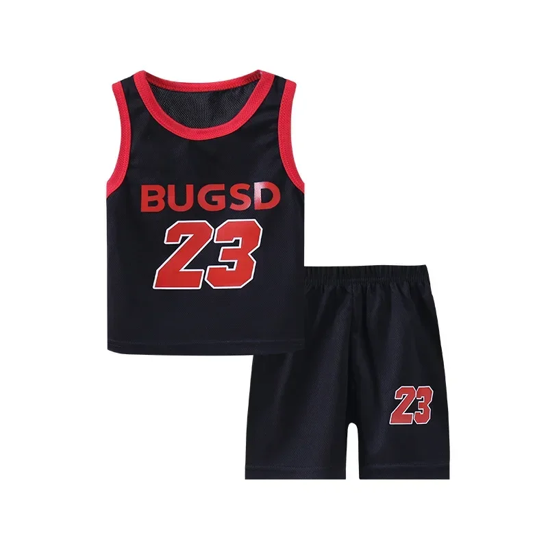 Tuta estiva per bambini tuta da basket per ragazzi pantaloncini senza maniche abbigliamento sportivo ad asciugatura rapida maglie da basket Set da basket