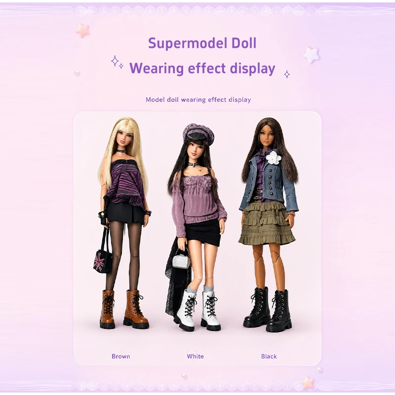 1/6 Doll High‑top Martin Boots Accessories Autumn/ Winter Dolls Tie Platform Shoes For Ob22 Supermodel Doll Daily Dress-up