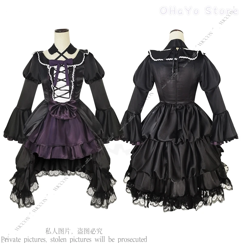 

Akemi Homura Cosplay Costumes Women Kaname Madoka Puella Magi Madoka Magica Custumes Adult Wigs Anime Japanese Black Dresses