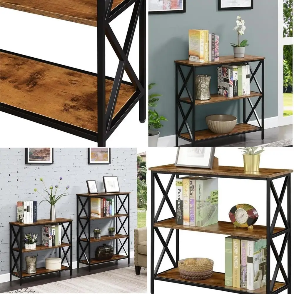 

Tucson 3-Tier Bookshelf in Barnwood and Black Finish by Convenience Concepts