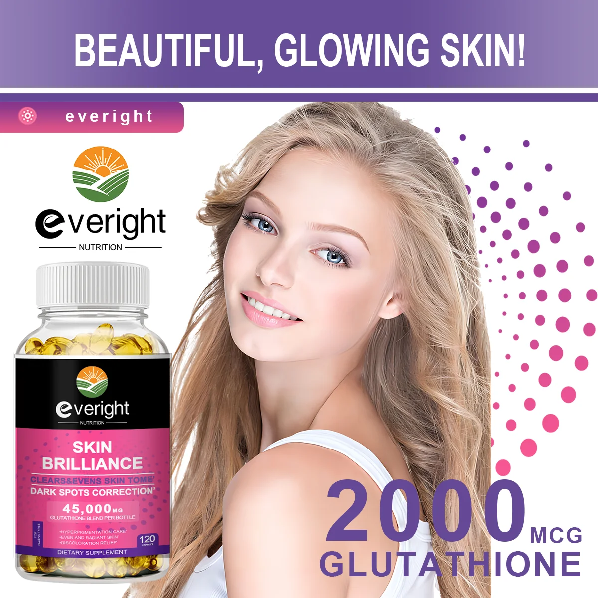 Glutathione Capsules - Health Supplement  Pure Reduced, Antioxidant Immunity Dull Skin Whitening Healthy Supplement - Non GMO