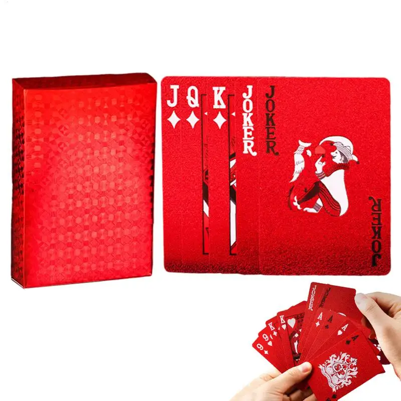 Red Deck Cards Waterproof Dragon Backing Poker Playing for Family Games Gatherings Party Cards Playing Deck Card Games