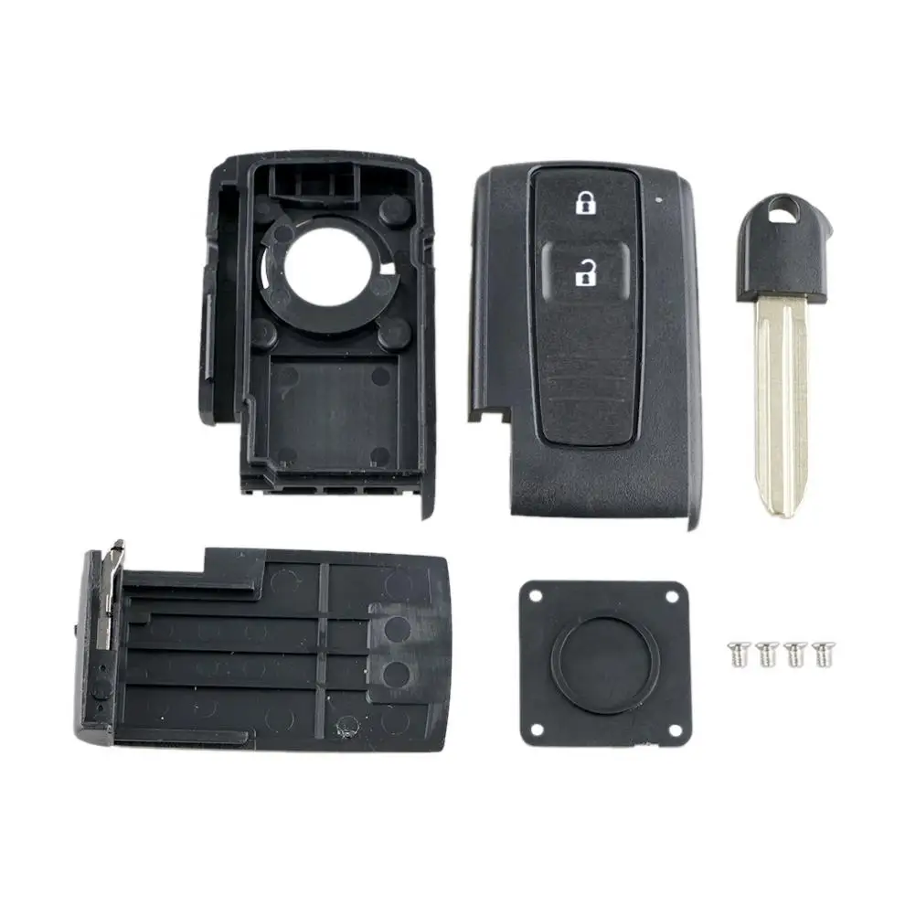 2 Buttons Car Key Case Black Replacement Car Remote Key Shell with TOY43 Blade Fit for Toyota Prius Corolla- Verso