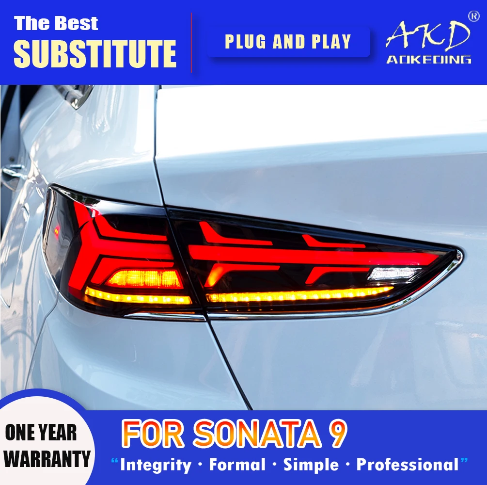 AKD Tail Lamp for Hyundai Sonata 9 LED Tail Light 2017-2018 Sonata 9 Rear Fog Brake Turn Signal Automotive Accessories