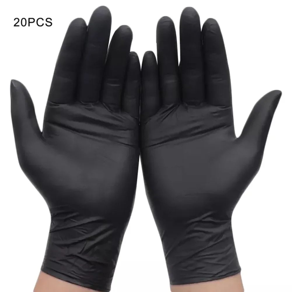 

20PCS Nitrile Gloves Disposable Gloves Tattoo High Elastic Protective Gloves Powder-Kitchenware One-time Black Gloves