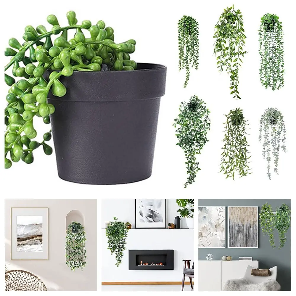 

Plastic Material Persian Fern Leaves Leaf Grass Texture Succulent Shape Artificial Plant Hanging Style Vine Design