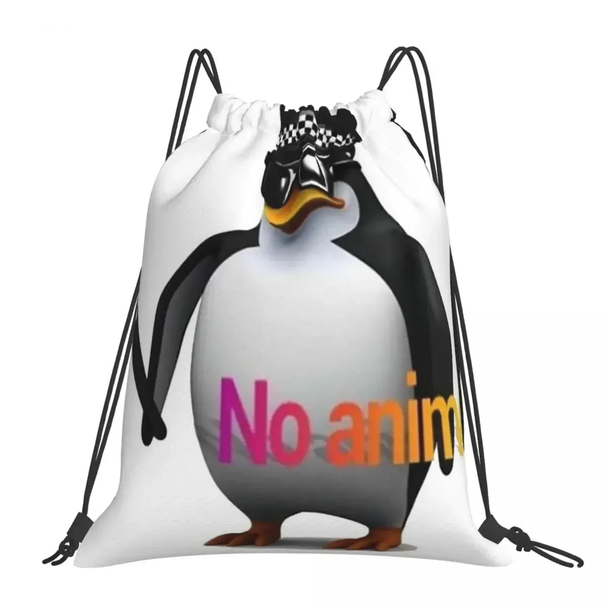 

NO Anime Allowed Penguin Cop Backpacks Portable Drawstring Bags Drawstring Bundle Pocket Sports Bag BookBag For Travel School