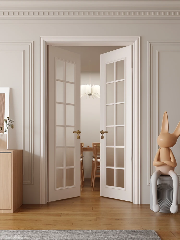 Customization High-End French Cream Bedroom Double Door Solid Wood Retro Red Net Modern Interior Baking Varnish Coating