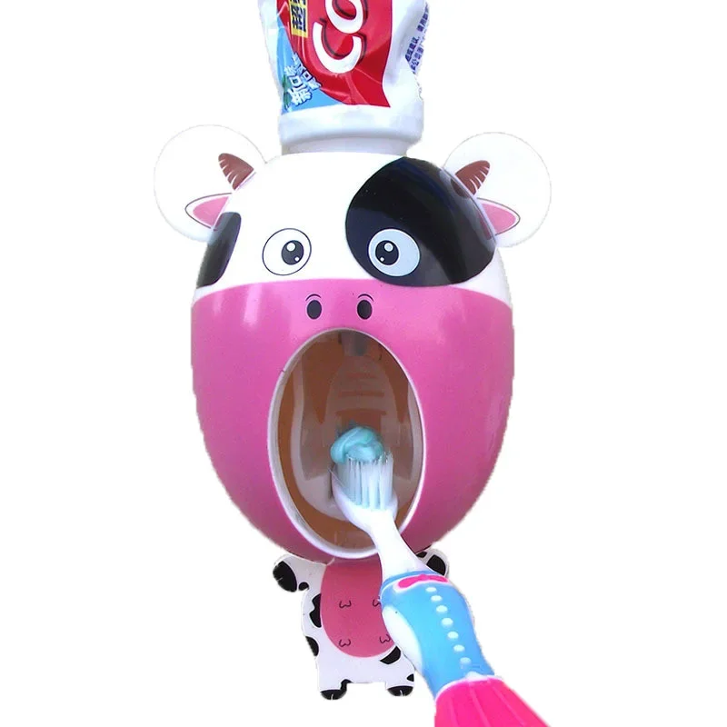 

New Creative Cute Cartoon Automatic Toothpaste Dispenser Wall Mount Stand Bathroom Sets for Kids Children Tooth Brush
