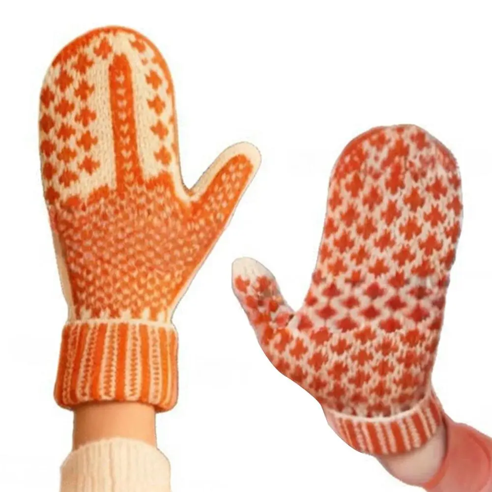 

Knitted Winter Thermal Mittens Hidden Middle Finger Winter Soft Warm Gloves Naughty Full Finger Gloves for Outdoor Ski Cycling