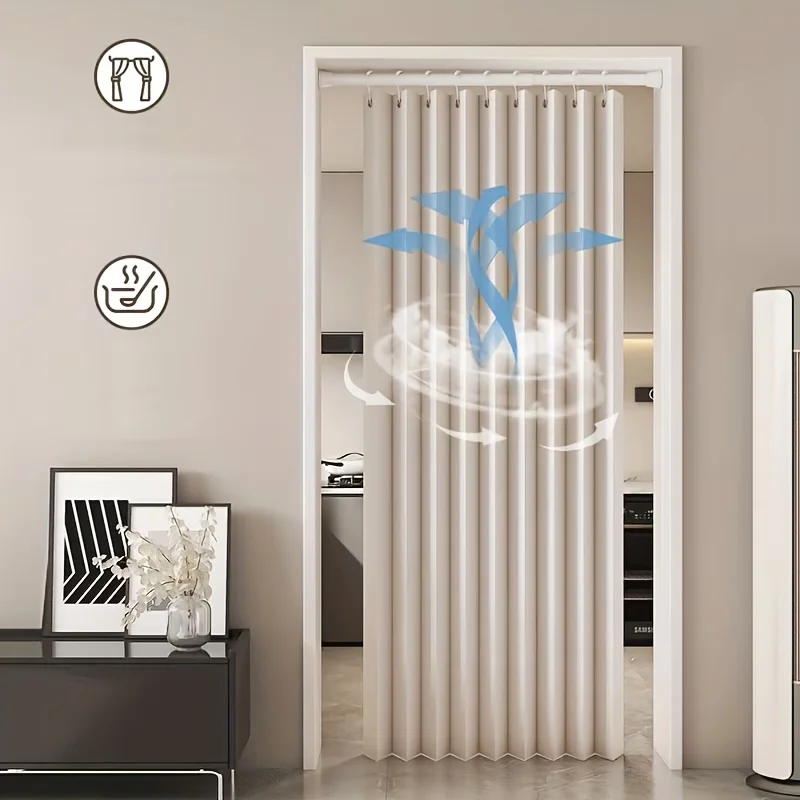 Elegant Foldable Door Curtain Punch-Free Magnetic Hooks Included Quick Install Home Decor Privacy Partition Fashionable