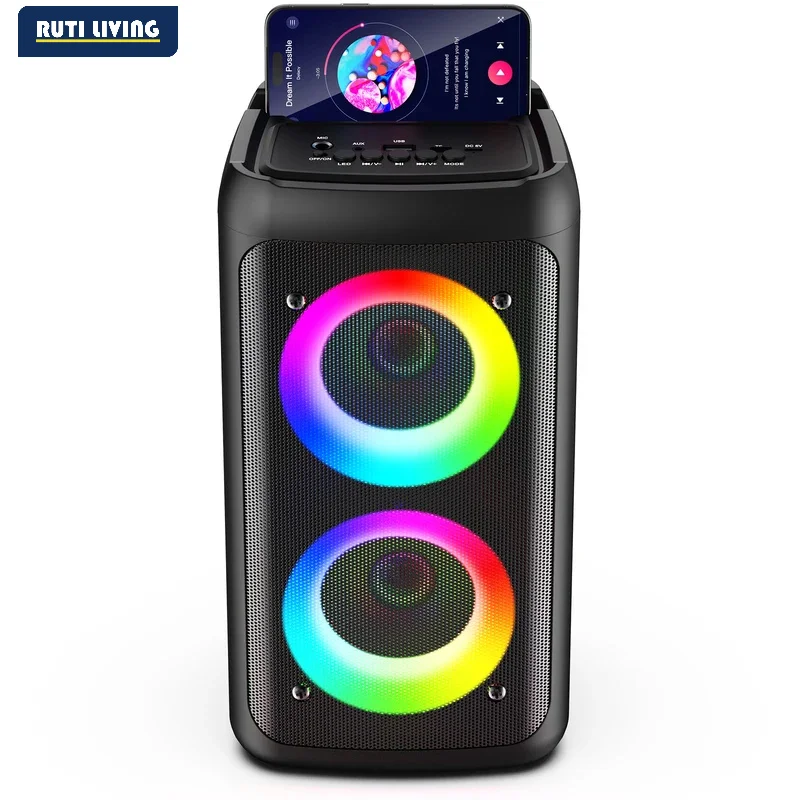 Kara Ok with 2 Microphones, Portable Bluetooth 5.0 Kara Ok Speaker, Suitable for Outdoor Activities, Parties and Parties