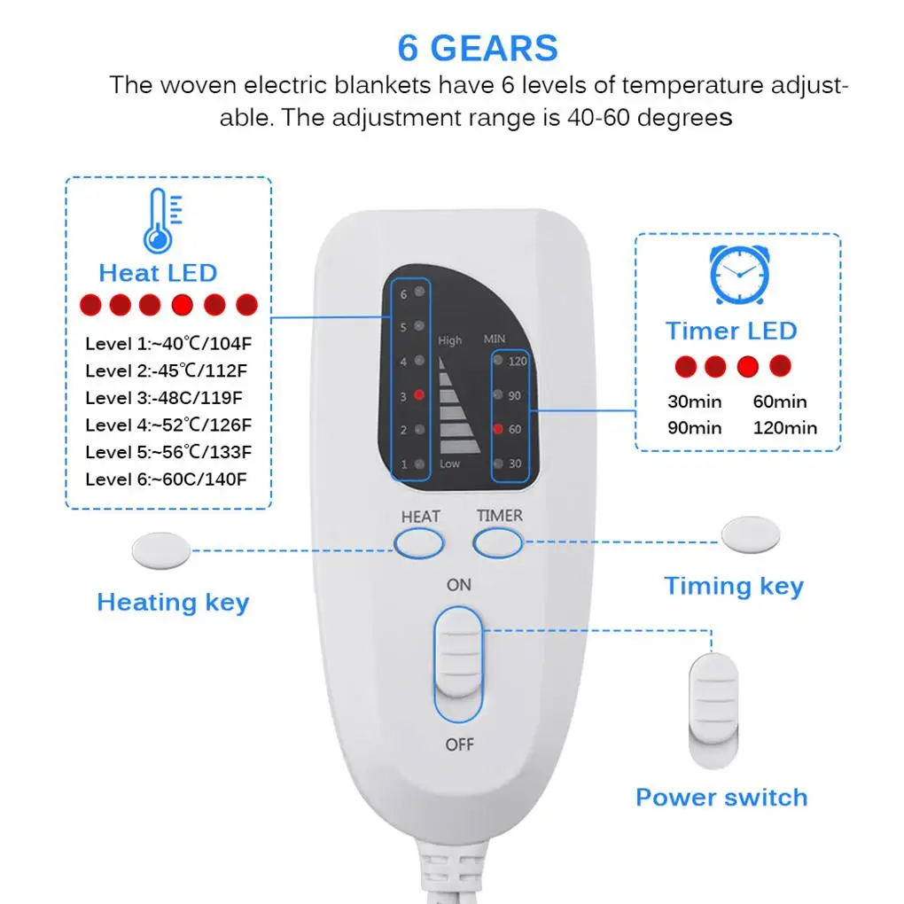 Home Winter Timer 75W Heating Pad Living Room Bedroom Leg Warming Mat Warmer Heater Washable Blanket 60x30cm AU Plug