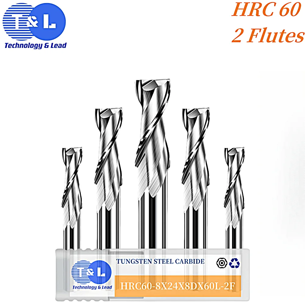 T&L HRC60 2Flutes Copper and Aluminum Material Professional Carbide Milling Cutter End Mill Machining Center CNC Tool