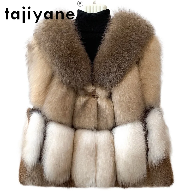 

TAJIYANE 100% Natural Fox Fur Vest Woman Sleeveless Hooded Premium Real Fur Coat High Quality Winter Women Clothes 2025 шуба